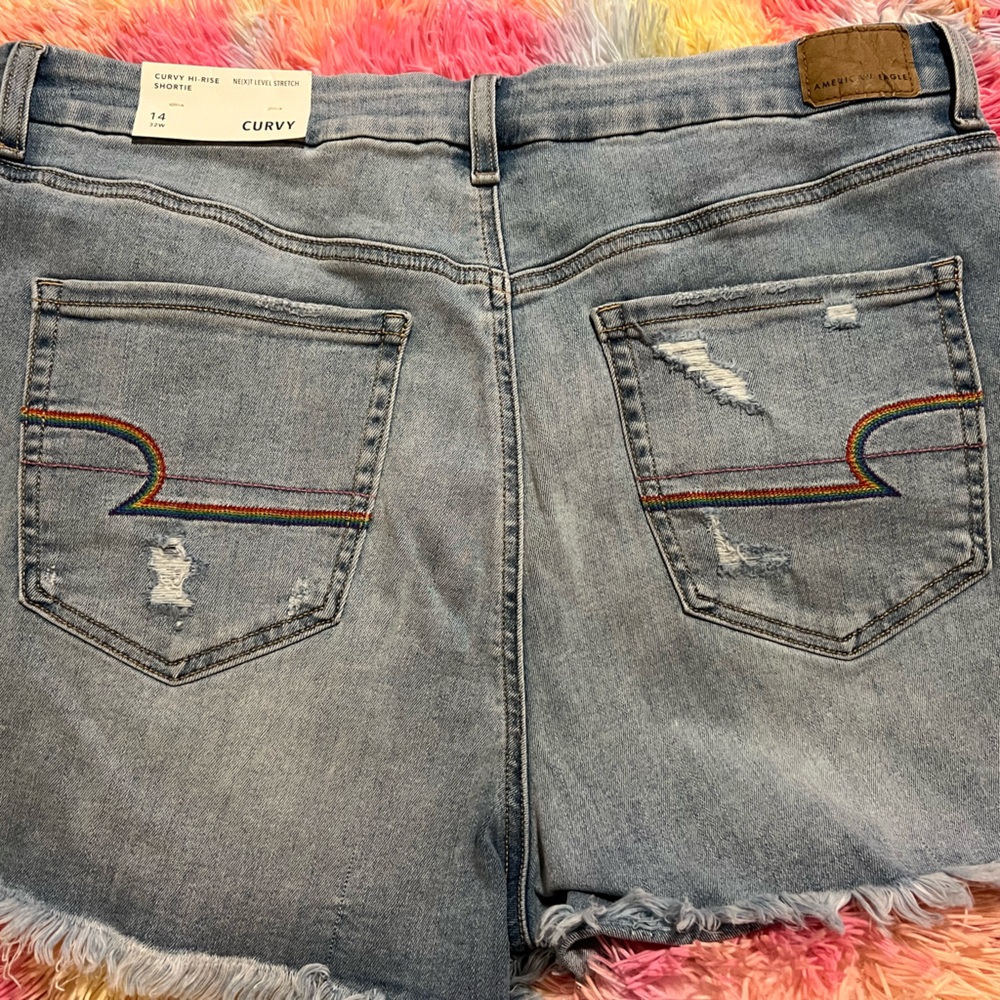 American Eagle Rainbow Curvy Mom Shorts